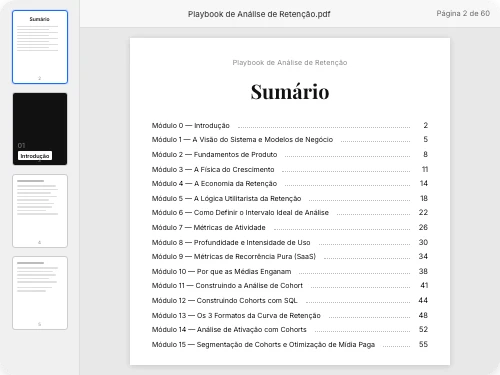Preview do Playbook de Análise de Retenção